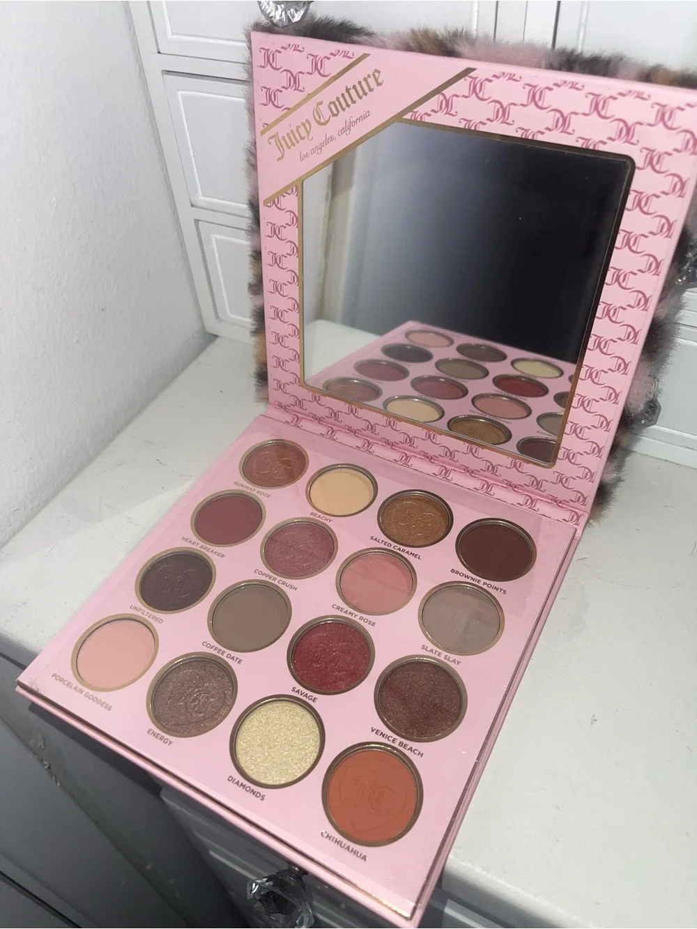 NWT Juicy Couture Pink Eyeshadow Palette with Furry Cover